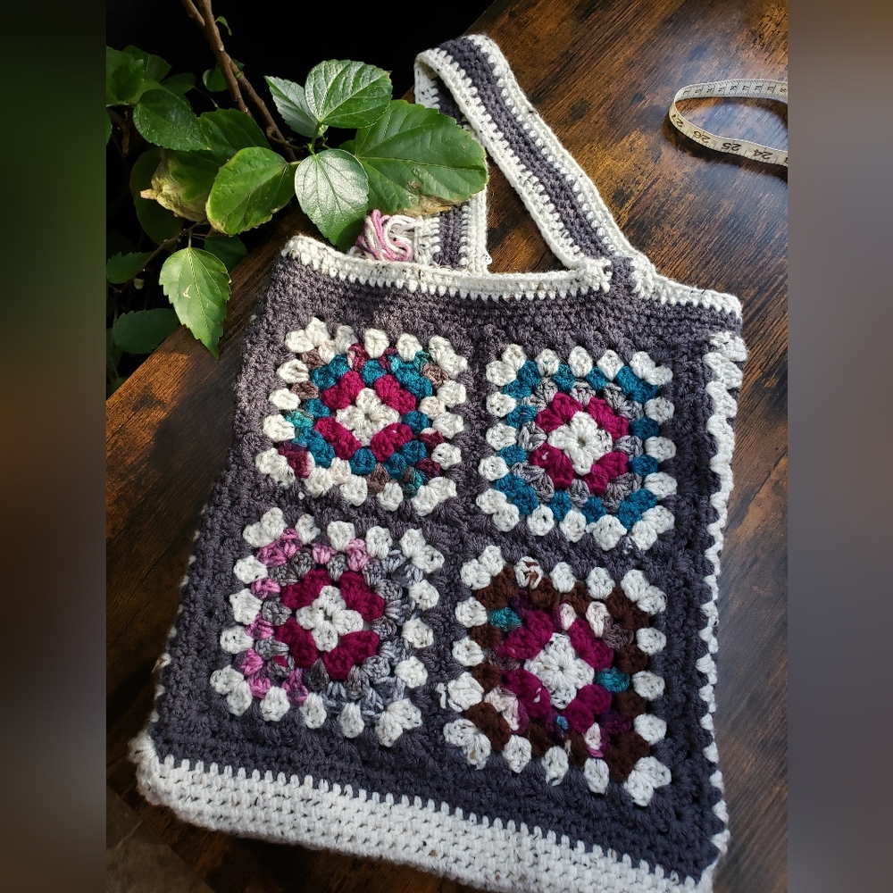 NWT* Handmade Granny Square bag/ library bag, purse, satchel